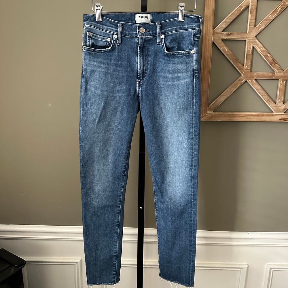 Agolde Sophie Medium Wash Raw Hem Skinny Jeans - 27 - Picture 2 of 6